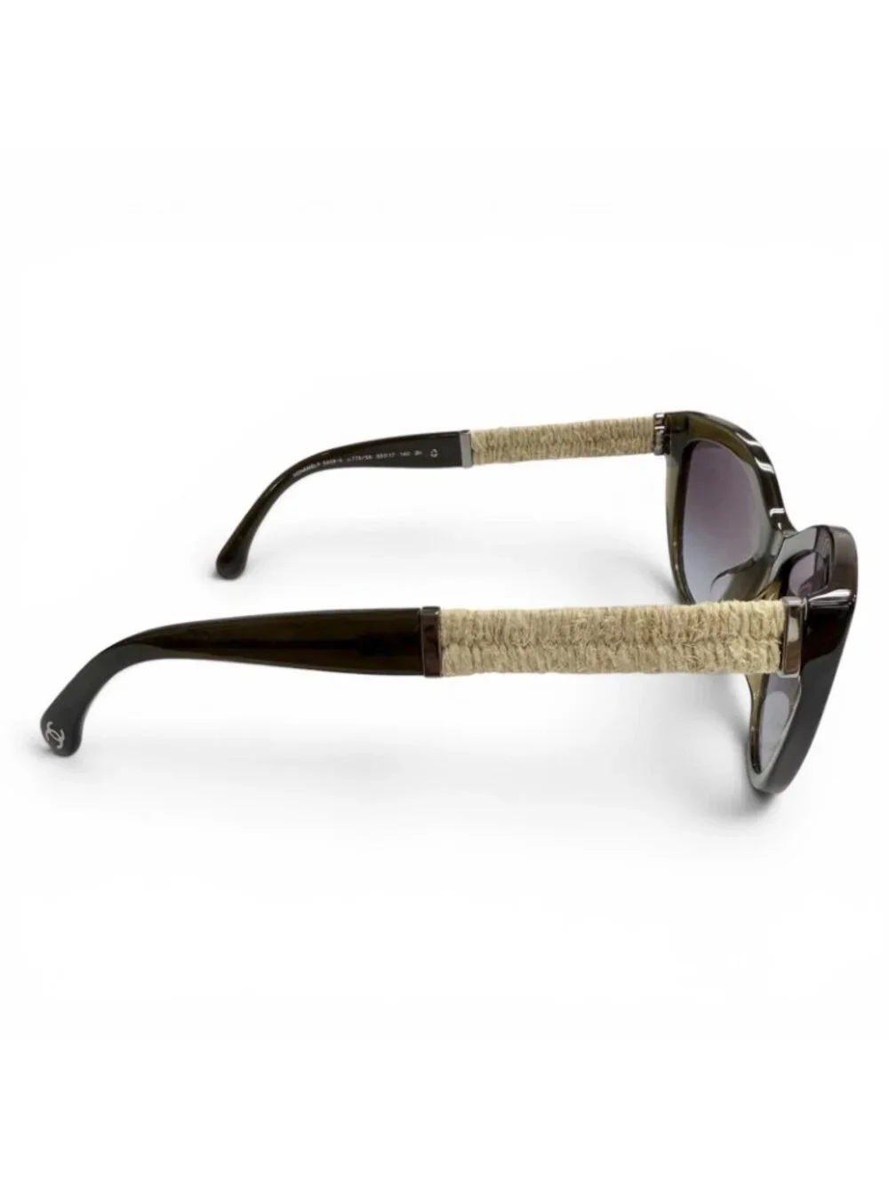 Chanel CC Logo Linen Rope Cat Eye Gradient Lens Sunglasses Khaki Eyewear